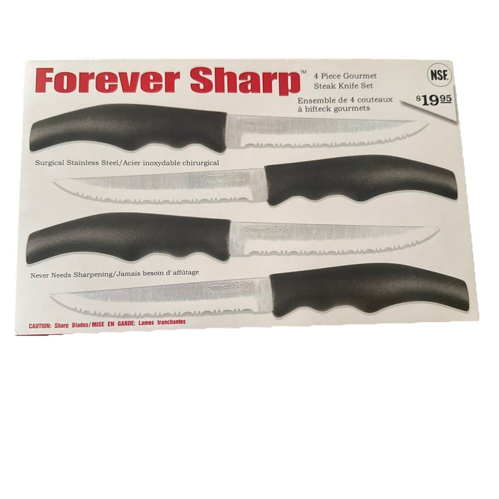 Forever Sharp 4 Piece Gourmet Steak Knife Set NEW